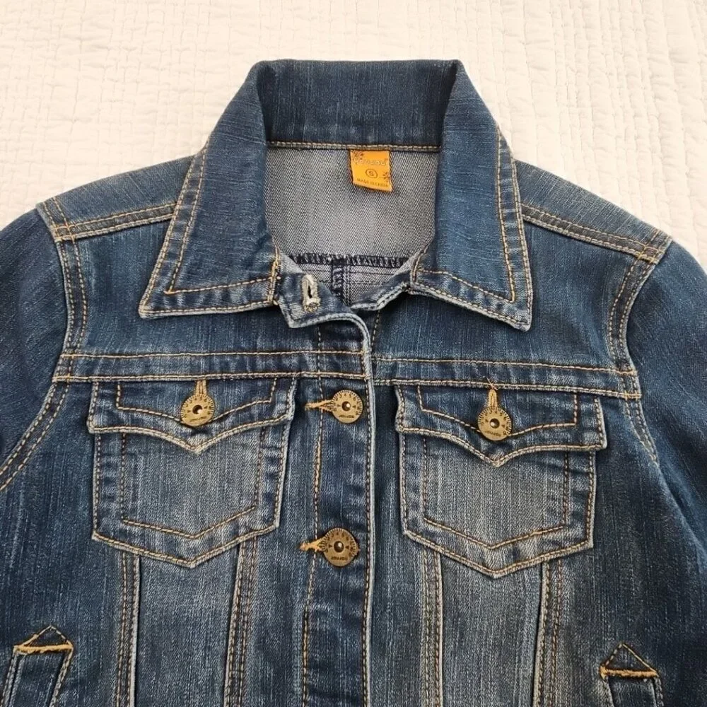 Jou Jou Premium Denim Collection Women's Small‎ Blue Jean Jacket Pockets EUC
